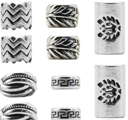 Vintage Metal Beard Beads Viking Nordic Pattern 5pcs 10