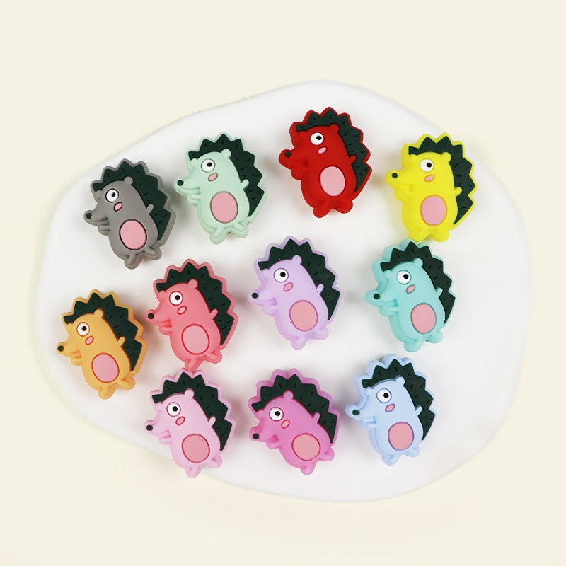 Silicone Focal Beads Hedgehog Colorful Side Profile 20pcs 2