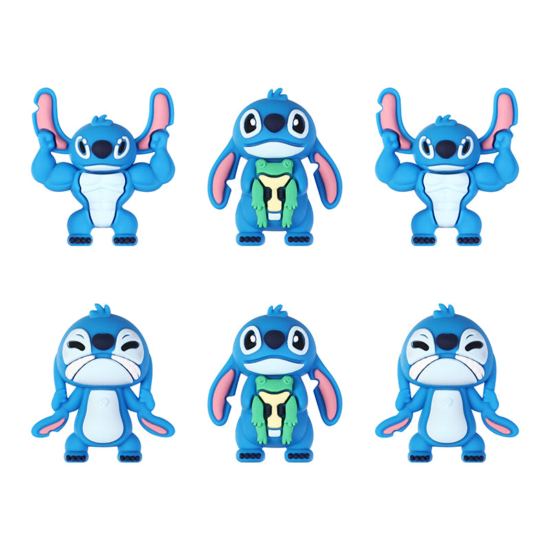 Silicone 3D Focal Beads Disney Blue Stitch Pull Ears Muscle Pose 20pcs