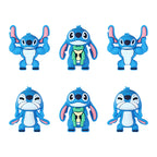 Silicone 3D Focal Beads Disney Blue Stitch Pull Ears Muscle Pose 20pcs