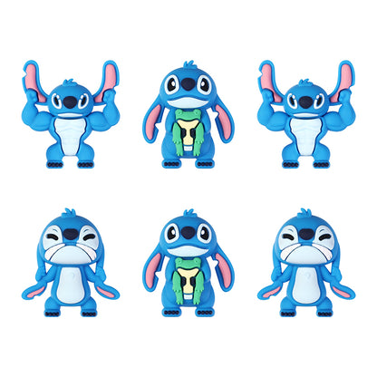 Silicone 3D Focal Beads Disney Blue Stitch Pull Ears Muscle Pose 20pcs