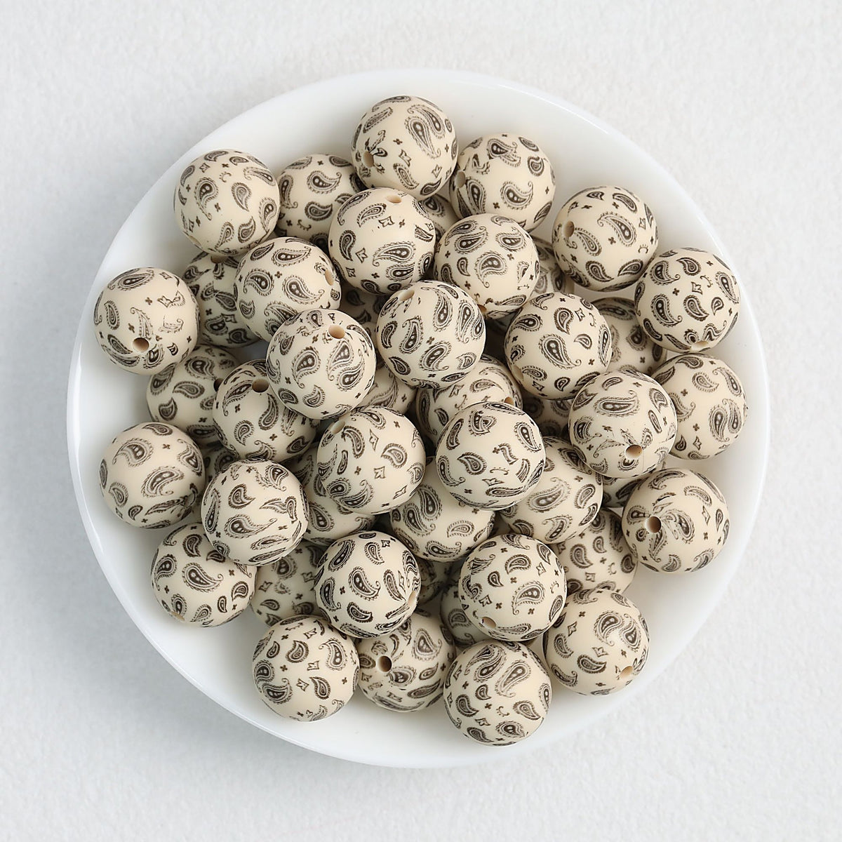 15mm Paisley Pattern Priented Silicone Round Beads 50pcs - Color 2