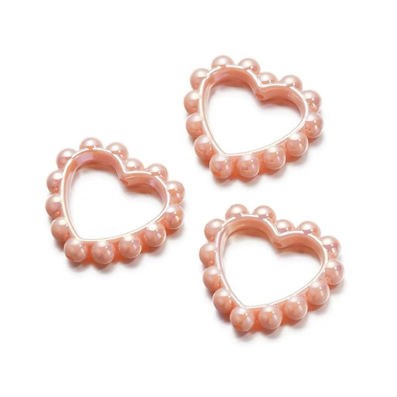Hollow Heart Acrylic Beads 39x43mm Pastel and Black Scalloped 10pcs 9