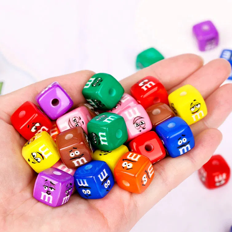 Square Acrylic Beads 14mm M&M Emoji Printed Glossy 10pcs 2
