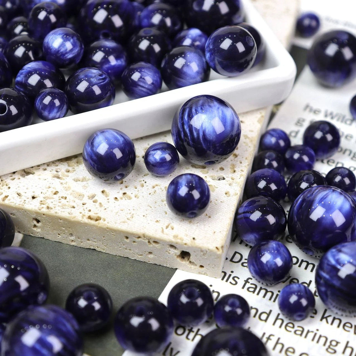 Monet Oil Painting Style Round Resin Beads 8mm 100pcs 10