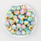 15mm Floral Pattern Silicone Beads Pastel Print 50pcs 7