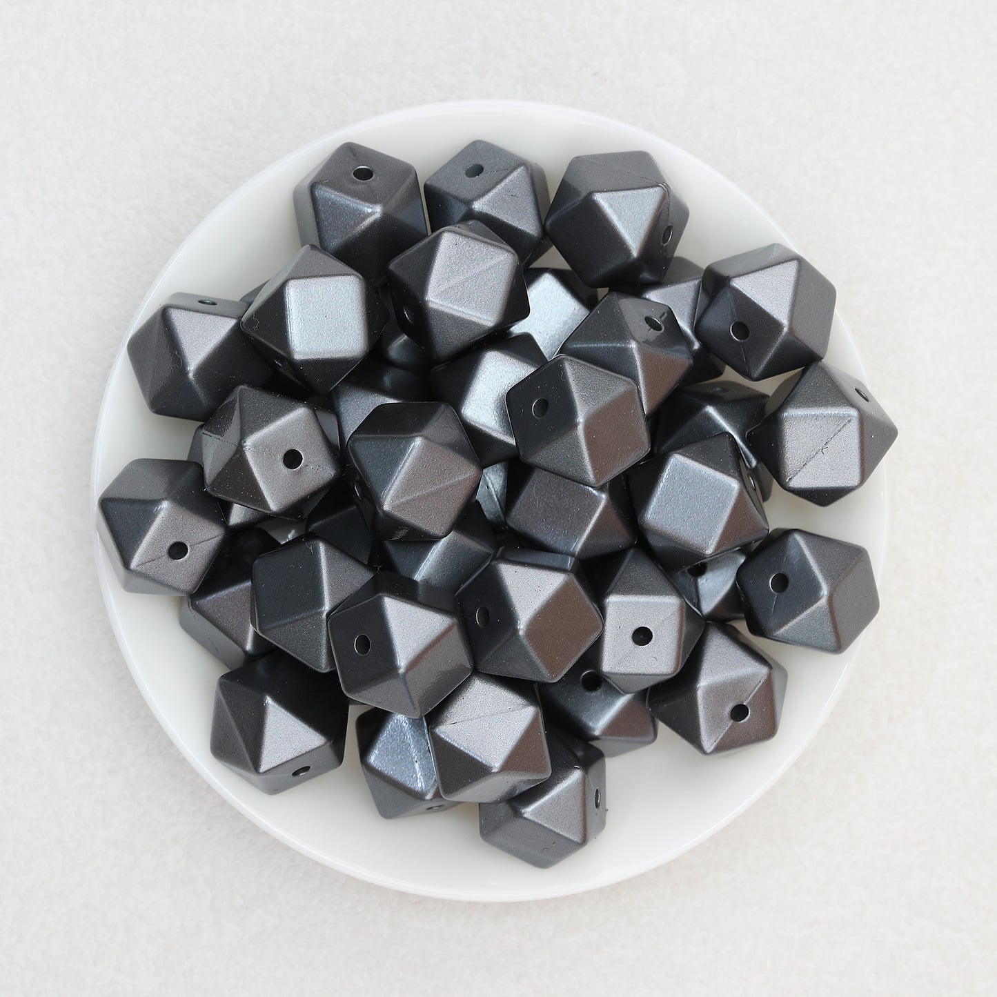 14mm Metallic Hexagon Silicone Beads 50pcs 11
