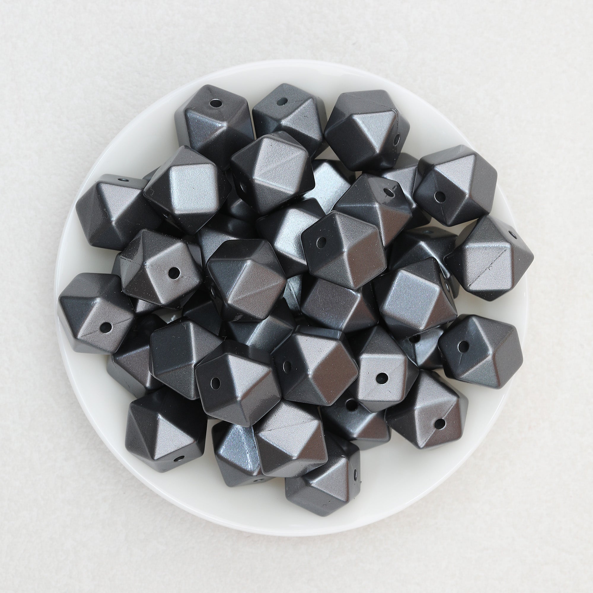 14mm Metallic Hexagon Silicone Beads 50pcs 11