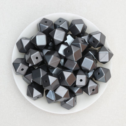14mm Metallic Hexagon Silicone Beads 50pcs 11