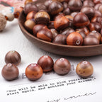 Cute Chestnut Acrylic Beads 13x16mm Painted Smile Face 20pcs