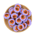 Silicone 3D Focal Beads Halloween Pumpkin With Purple Flower 20pcs 3
