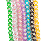 Hand Painted Flower Pattern Heart Enamel Glass Beads 12mm 20pcs 2