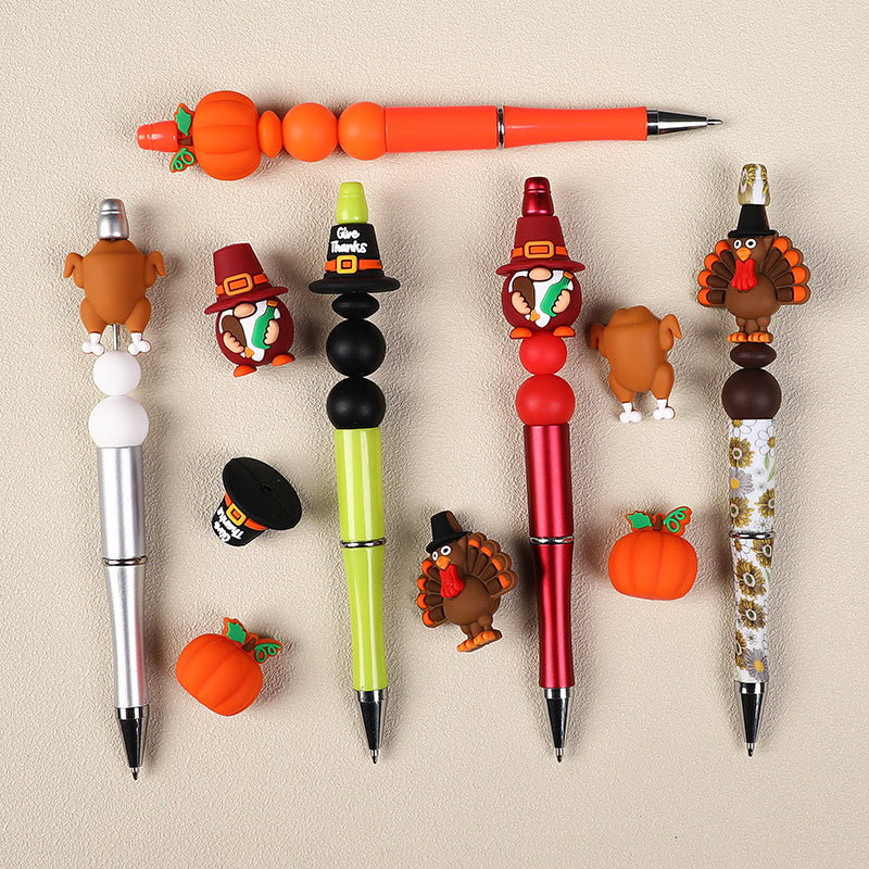 Silicone 3D Focal Beads Thanksgiving Pumpkins Give Thanks Hat 20pcs 7