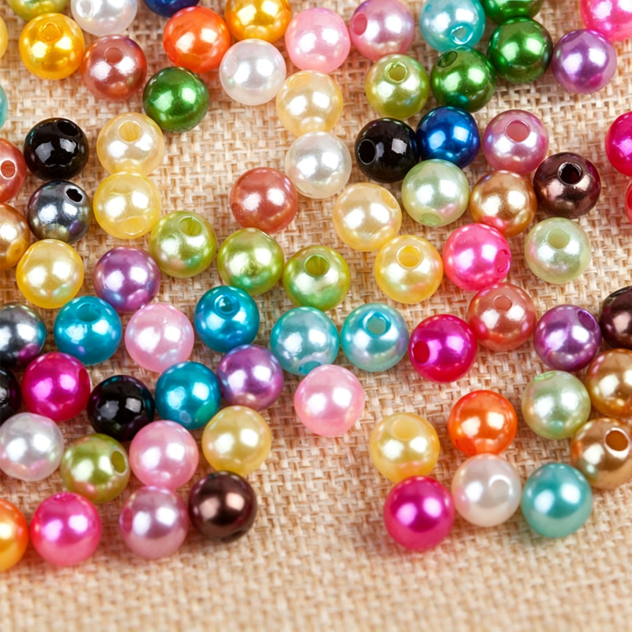Round Faux Pearl ABS Plastic Beads Wholesale, Colorful Shiny Craft Colors, 6mm