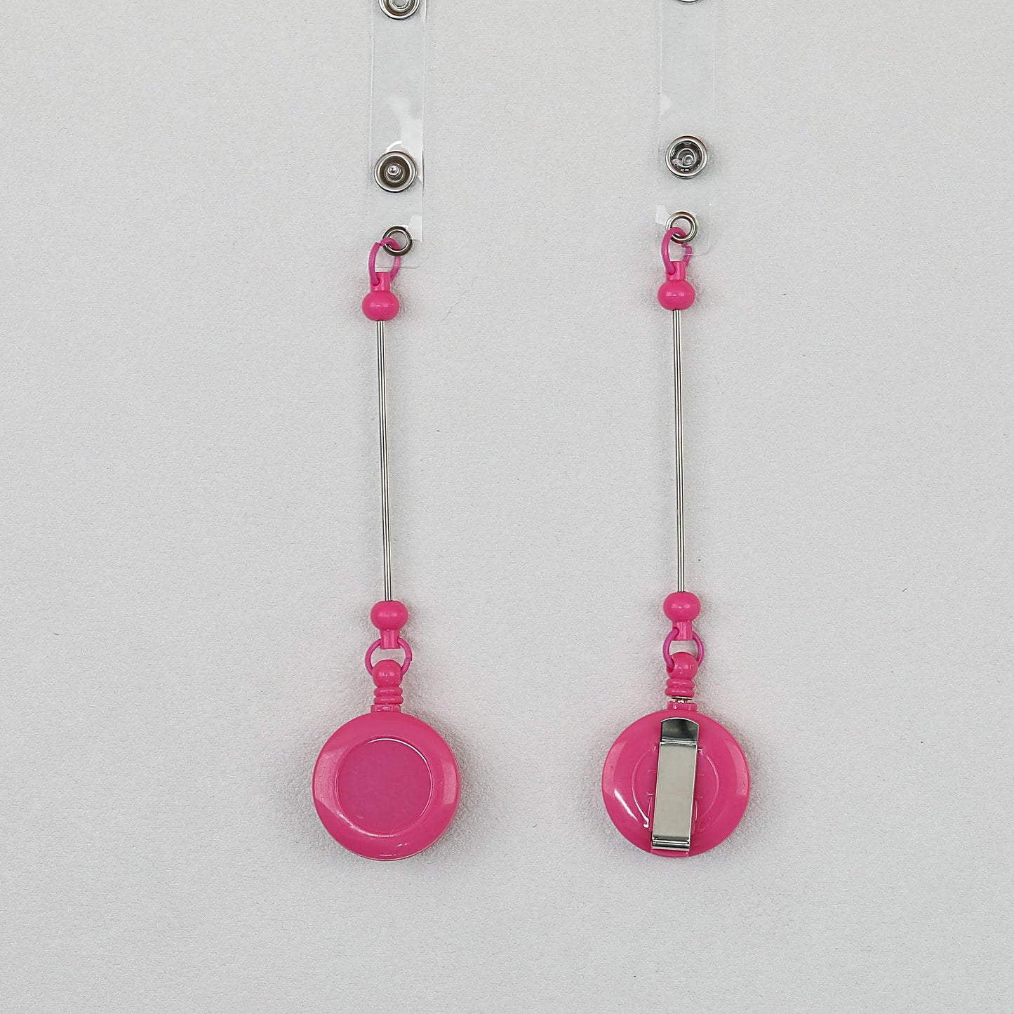 Beadable Badge Reels Retractable ID Keychain Clip - Peach red