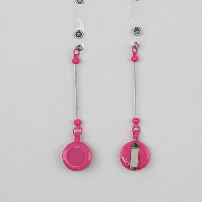 Beadable Badge Reels Retractable ID Keychain Clip - Peach red