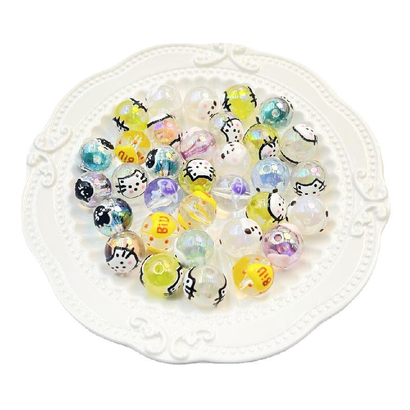 Transparent Cat Rabbit Acrylic Beads 16mm Playful Faces 2pcs 5