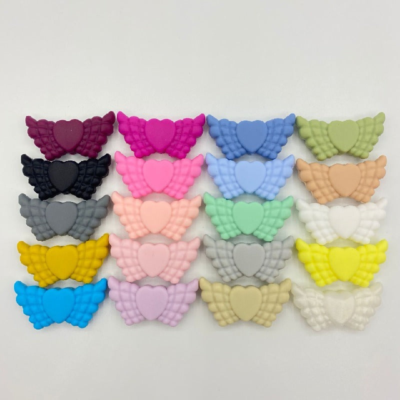Wing Silicone Beads Mixed Colors 20pcs