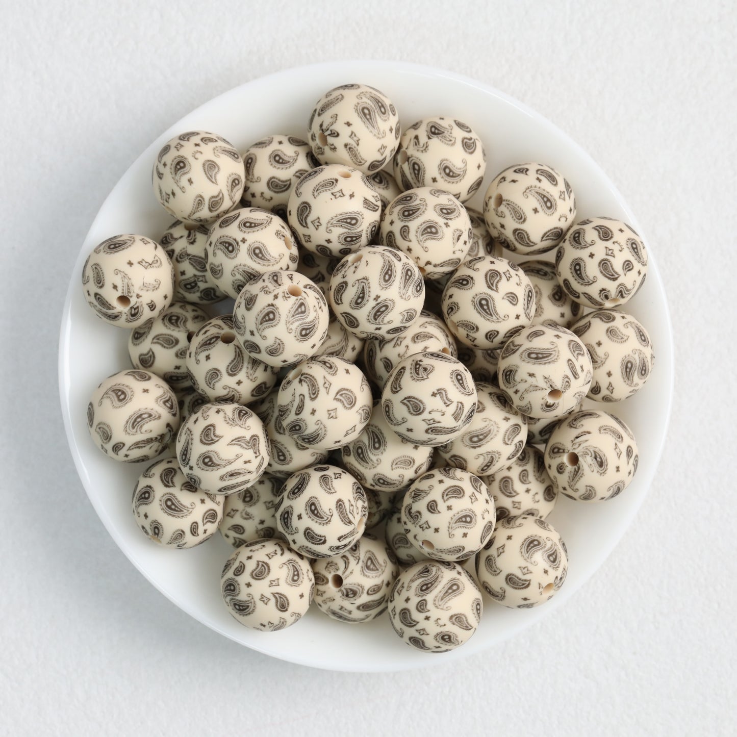 15mm Paisley Pattern Priented Silicone Round Beads 50pcs 3