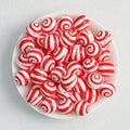 Colorful 15mm Swirl Pattern Priented Round Silicone Beads 50pcs - Red