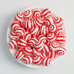 Colorful 15mm Swirl Pattern Priented Round Silicone Beads 50pcs - Red