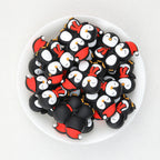 3D Cute Two Christmas Penguins Silicone Focal Beads