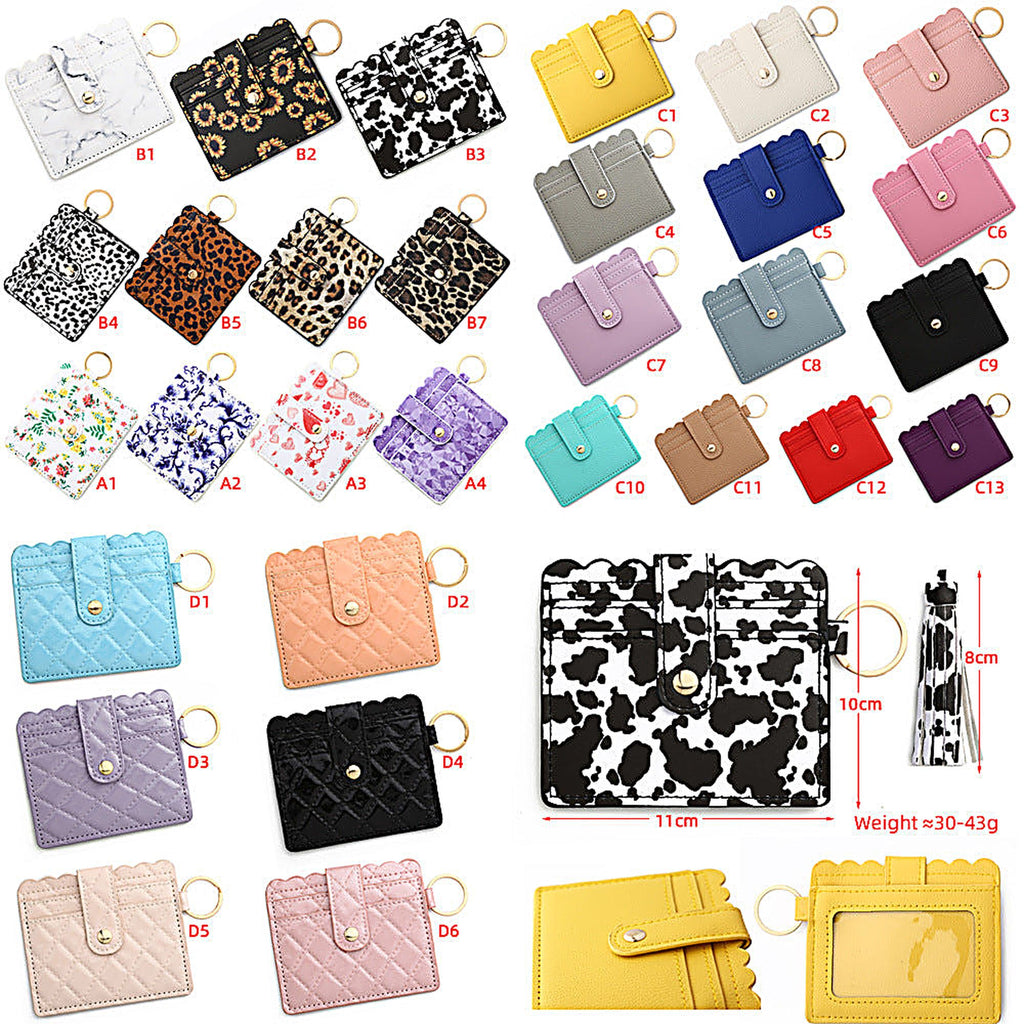 PU Card Holder Keychain Multi Patterned
