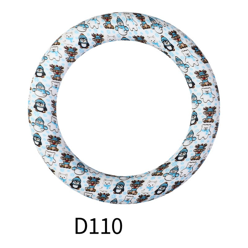 65mm Printed Round Silicone Rings Colorful Patterned 9
