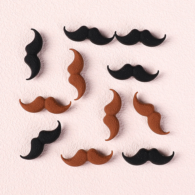 Silicone Focal Beads Beard Handlebar Mustache Textured Curved 20pcs 6