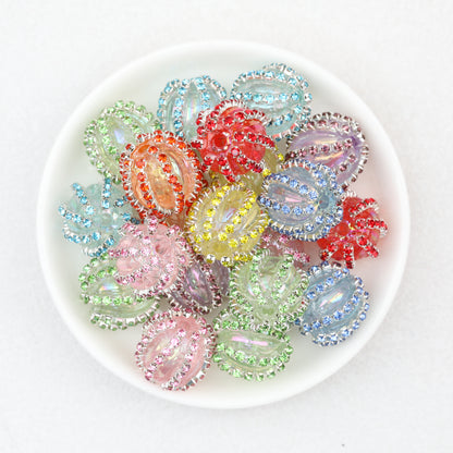 Transparent Iridescent Striped Bubblegum Acrylic Beads 18mm 10pcs 2