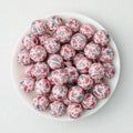 Valentine Heart Printed 15mm Printed Silicone Beads 50pcs - Pink