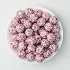 Valentine Heart Printed 15mm Printed Silicone Beads 50pcs - Pink