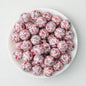 Valentine Heart Printed 15mm Printed Silicone Beads 50pcs - Pink