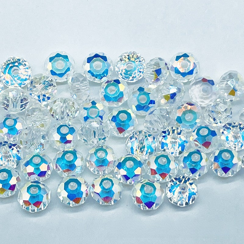 Electroplated Flat Glass Beads 4-6mm Shimmering Blue Silver Rainbow 200pcs
