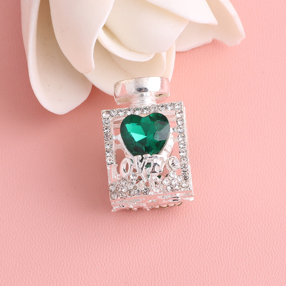 Fancy Alloy Perfume Bottle Charm Beads with Heart and Rhinestones 2pcs 20