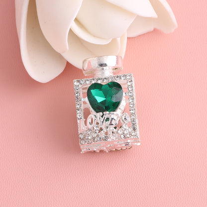 Fancy Alloy Perfume Bottle Charm Beads with Heart and Rhinestones 2pcs 20
