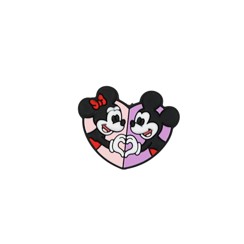 Silicone Focal Beads Valentine'S Day Mickey Minnie Heart Shaped 20Pcs