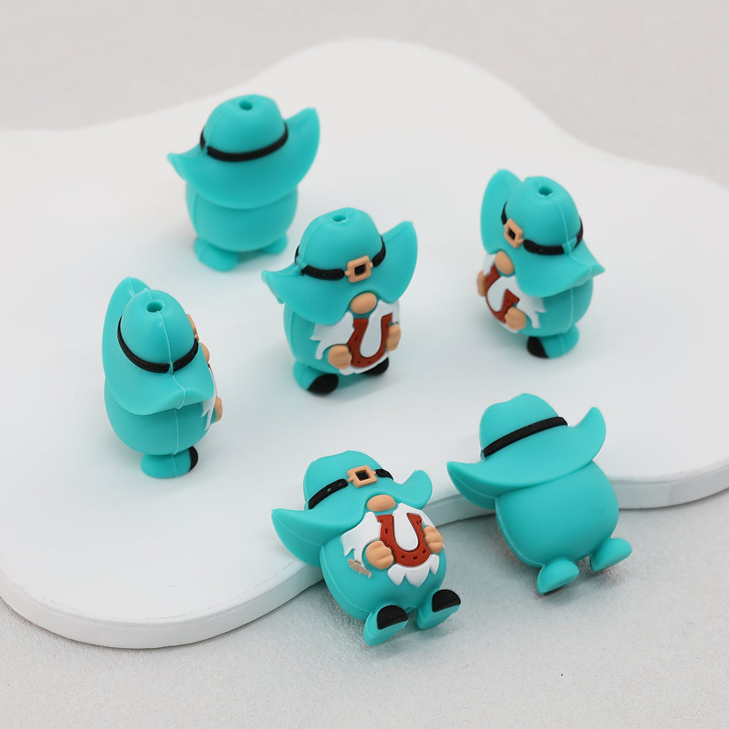 Blue 3D Horseshoe Gnome Silicone Focal Beads 20pcs