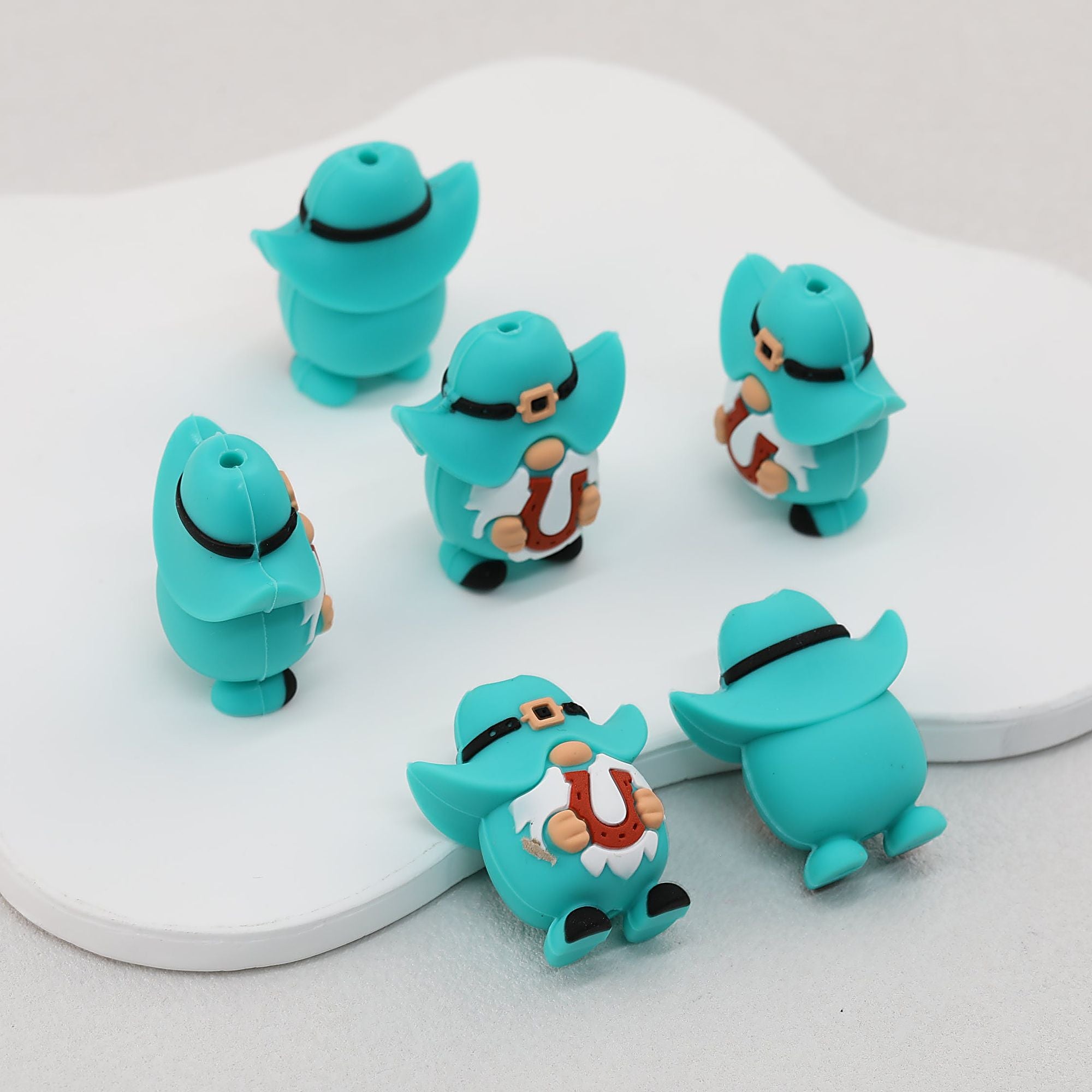 Blue 3D Horseshoe Gnome Silicone Focal Beads 20pcs