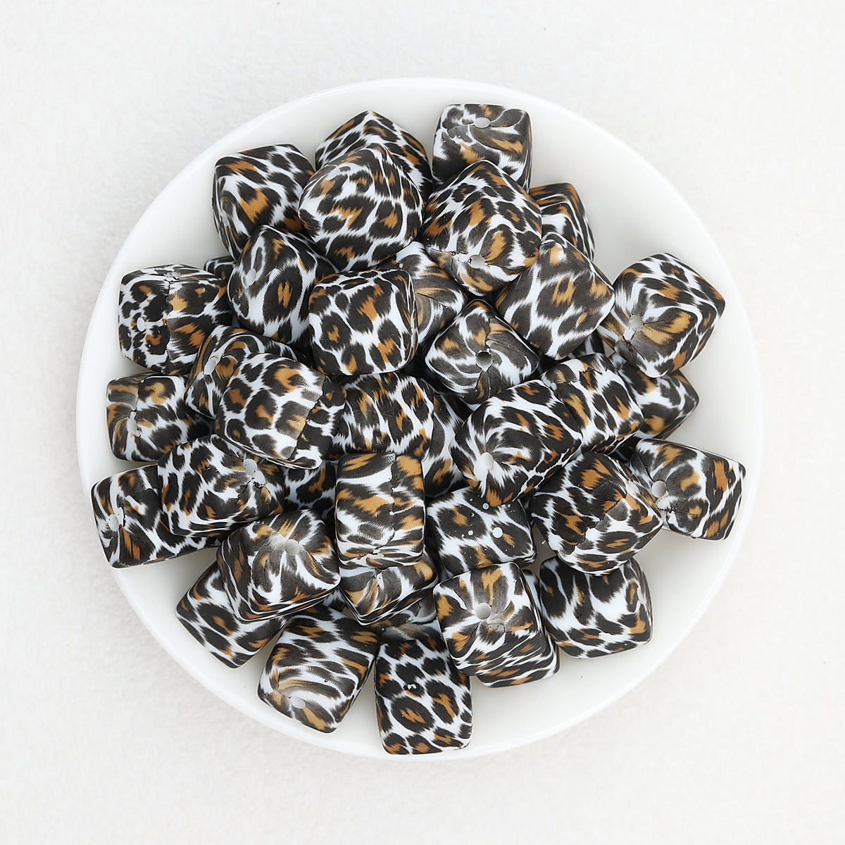13.5mm Square Leopard Print Silicone Beads 50pcs - 9