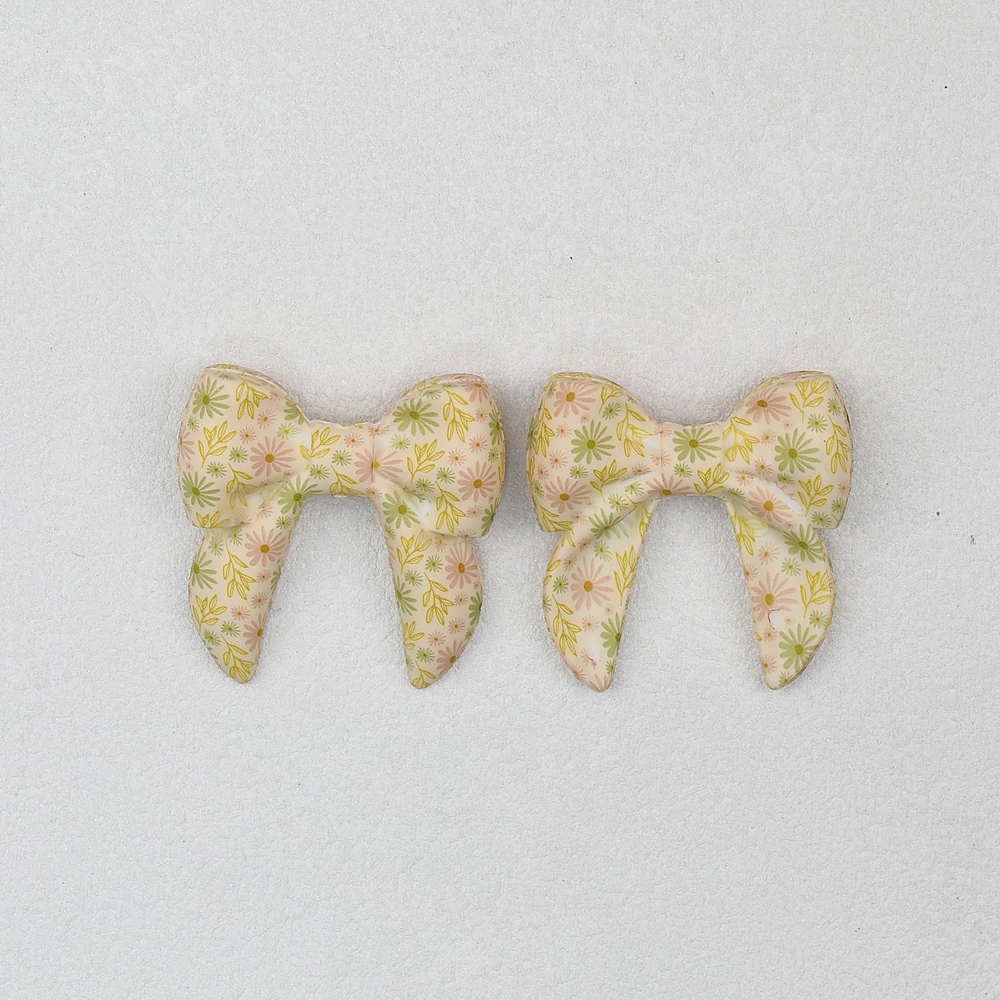 3D Printed Bow Shape Silicone Beads Colorful Pattern 10pcs - 13