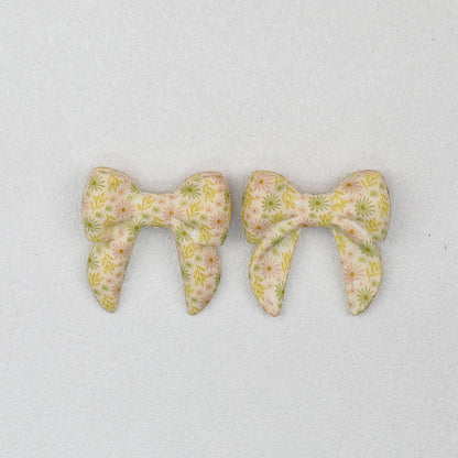 3D Printed Bow Shape Silicone Beads Colorful Pattern 10pcs - 13