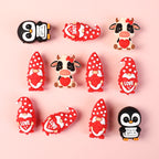Silicone 3D Focal Beads Valentine Animal Love Holding Heart 20pcs 7