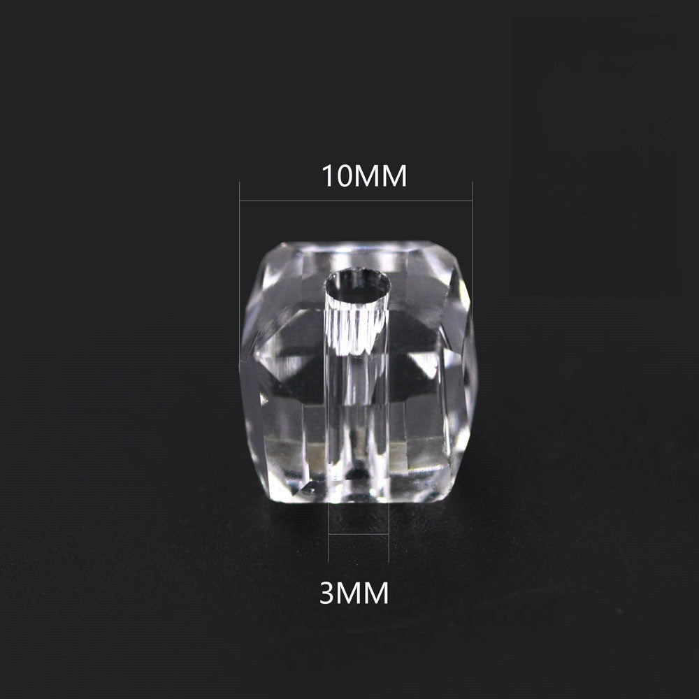 Electroplated Square Glass Beads 12mm Large Hole 20pcs 2