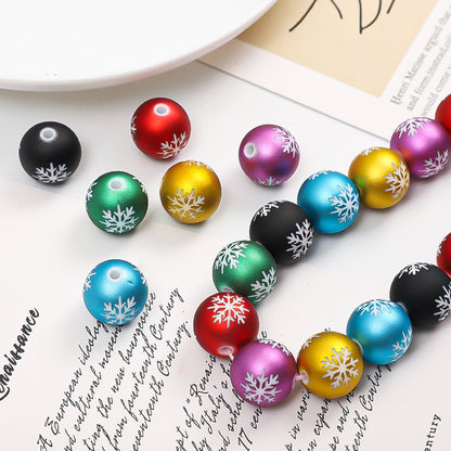 Rubberized Spray Painted Snowflake Acrylic Beads 16mm Christmas 100pcs