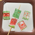 Square Acrylic Beads 25mm Watermelon Printed Snack Bag Style 10pcs