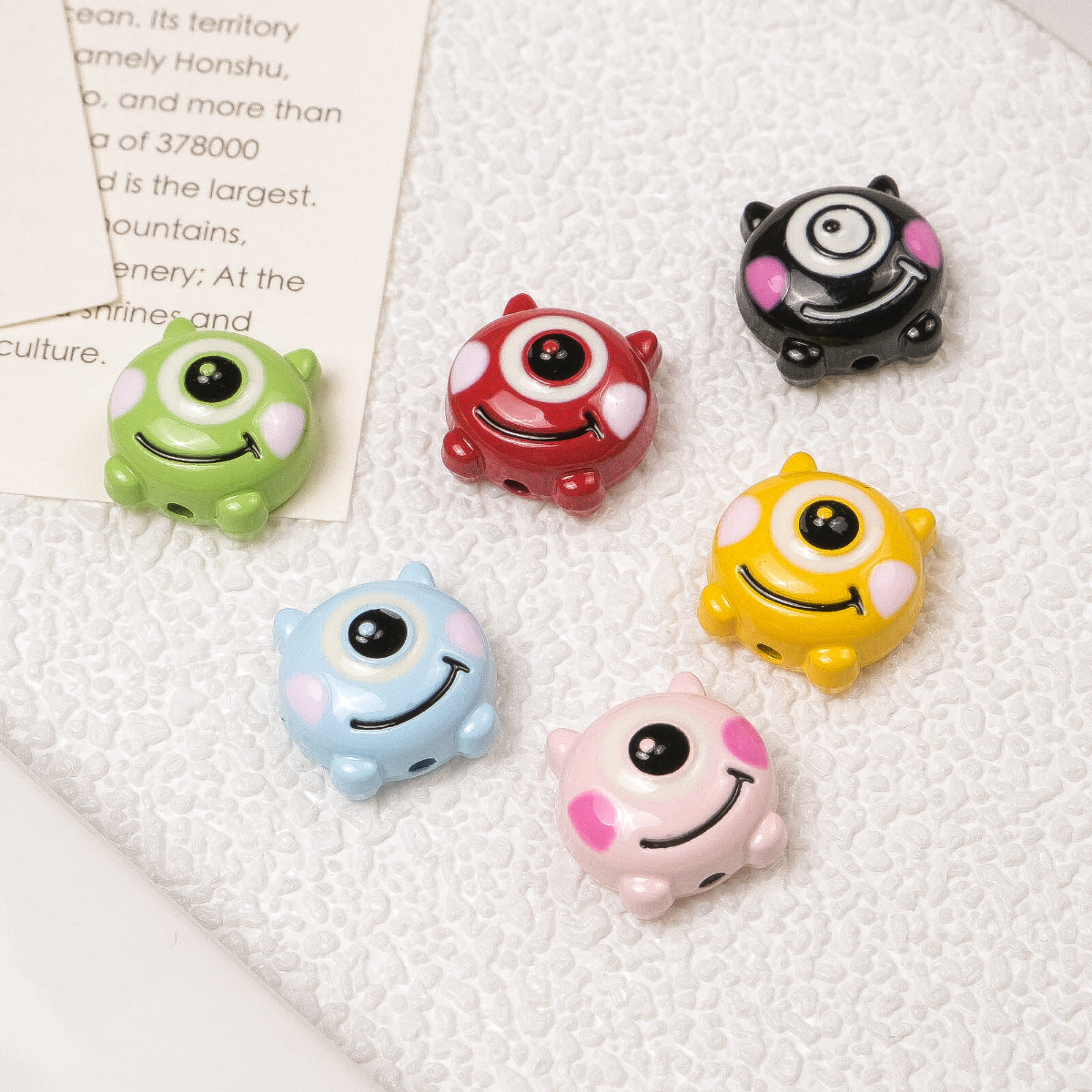 One Eyed Monster Metal Beads 13mm Baking Painted Enamel 10pcs