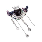 Crown Heart Tassel Rhinestone Beads 27x36mm 6pcs 5
