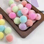 20mm Bubblegum Acrylic Flocked Beads Soft Texture 50pcs 4