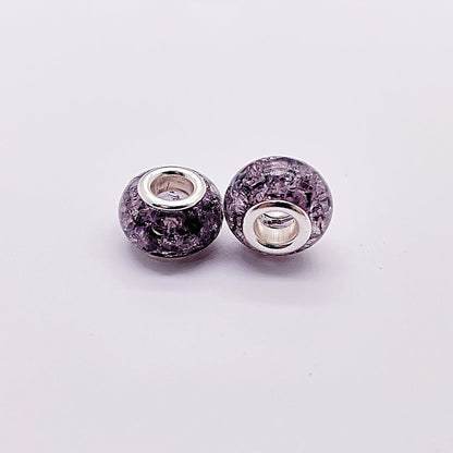 Acrylic Spacer Beads 14mm Crackle Large Hole 50pcs - Gray